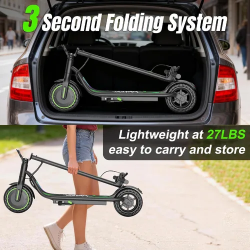 Miniatura 6 de Electric Scooter,350/500W Powerful Motor,15-28 Miles Long Range,Dual Braking System,19/22 Mph Speed,8.5/10" Foldable E Scooter with Solid Tires
