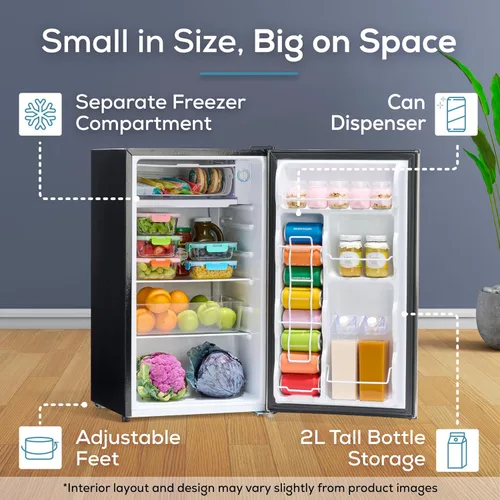 Miniatura 3 de Igloo Refrigerador compacto de una sola puerta de 3.2 pies cúbicos con congelador, estante de vidrio deslizante, perfecto para hogares, oficinas