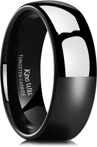 Miniatura 81 de King Will Alianza de boda de carburo de tungsteno para hombres y mujeres, anillos de promesa para parejas abovedados de alto pulido