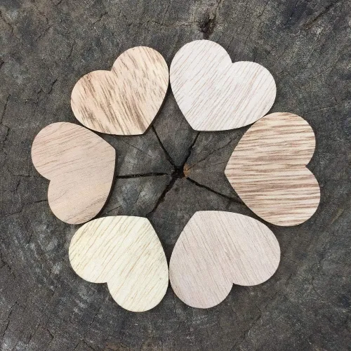 Miniatura 7 de Y&K Homish Libro de invitados de madera con corazones de madera, letrero de madera en blanco, para fiestas, paquete de 50 unidades (marrón)