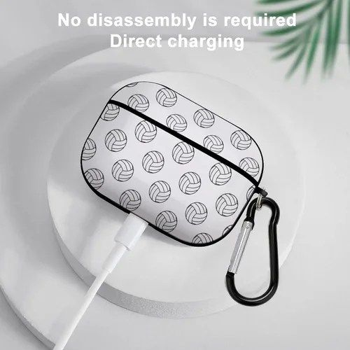 Miniatura 5 de Funda protectora para auriculares de voleibol en blanco y negro, portátil, a prueba de golpes, con diseño de llavero para Airpods Pro, talla única