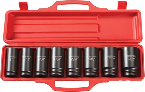 Miniatura 8 de TEKTON Juego de llaves de impacto de 6 puntos de profundidad de 3/4 pulgadas con estuche, 8 piezas (1.063-1.496 in) 4889
