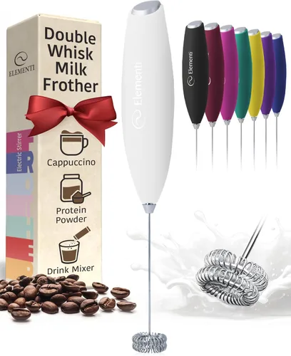 Miniatura 21 de Elementi Varita espumadora de leche, agitador eléctrico de mano fácil de usar para bebidas en polvo, batidor de café duradero y potente y varita