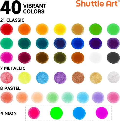Miniatura 2 de Varillas de pintura al temple de 40 colores sólidos para niños, secado súper rápido, funciona muy bien en papel, madera, vidrio, lienzo de cerámica
