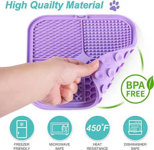 Miniatura 6 de LUKITO Alfombrilla para lamer perros y gatos, paquete de 2 con ventosas, tapete para lamer perros para aliviar la ansiedad, juguetes para perros