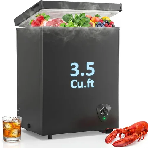 LifePlus Congelador de 4,2 pies cúbicos - Congelador compacto profundo con enfriamiento rápido de 7 ajustes de temperatura, polea conveniente,
