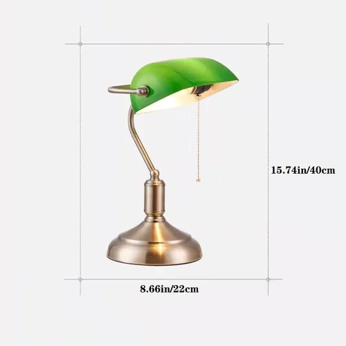 Miniatura 7 de American Vintage Alloy Glass Desk Lamp Creative Green Bedroom Study Work Light Office Counter Reading Table Villa
