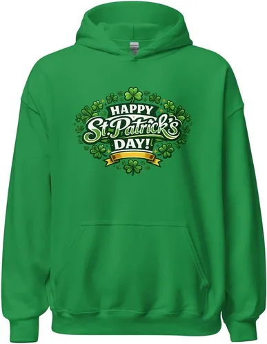 Maydear Happy St. Patrick’s Day Hoodie for Men Women Lucky Shamrock Graphic Hooded Sweatshirt