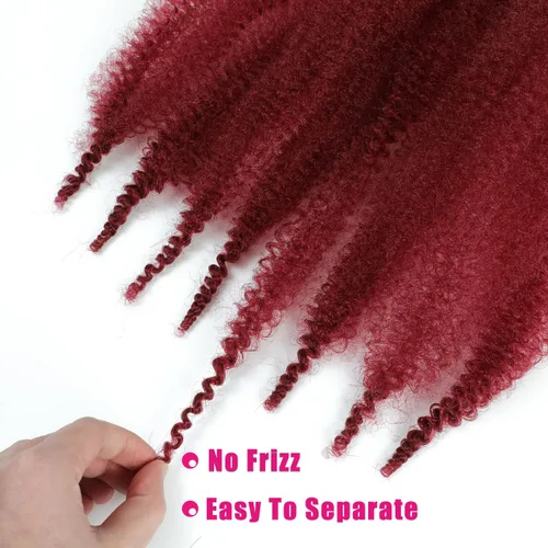 Miniatura 5 de Cabello Afro Twist de 12 Pulgadas 3 Paquetes, Cabello Afro Twist Elástico Pre-Esponjado Cabello Spring Twist Pre-Separado Cabello para Envolver