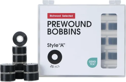 Miniatura 11 de Poolin Bobinas preenrolladas Richword Selected 144 piezas (clase 15) tamaño A de plástico, 70D/2 (60WT) hilo de bobina de poliéster para máquina