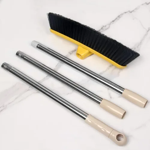 Miniatura 7 de Escoba de empuje con mango largo, cepillo de piso de cerdas suaves de 49.6 pulgadas, escoba de 12.2 pulgadas de ancho para limpiar baño, cocina