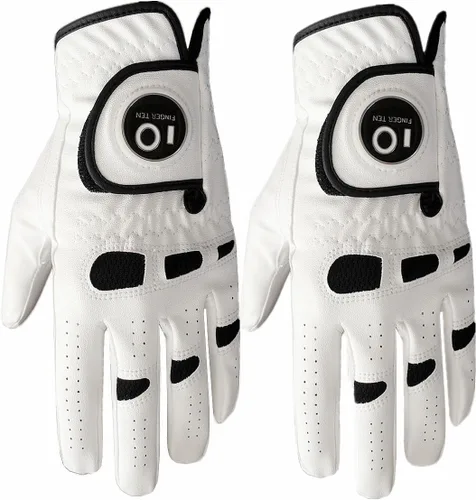 Miniatura 8 de FINGER TEN Guantes de golf para hombre con marcador de pelota, para mano izquierda y derecha, paquete de 2, Weathersof Grip suave y cómodo, talla S