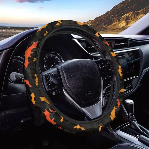 Funda de volante de 15 pulgadas, naranja, para automóvil - Fundas de volante de auto de Batimóvil, accesorios de Halloween, de neopreno, Murciélago
