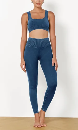 Miniatura 4 de ODODOS Leggings vintage de 78 de longitud sin costuras para mujer, acanalados, cintura alta, casual, entrenamiento, gimnasio, yoga, pantalones