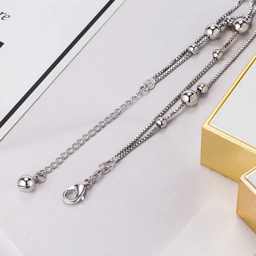 Miniatura 9 de H&Beautimer Tobillera simple de moda para mujer de plata de ley 925 ajustable con cuentas de pie y pulsera de tobillo de playa, tobilleras, regalo