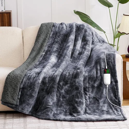 Miniatura 9 de greenoak Manta eléctrica con calefacción, manta térmica de piel sintética Sherpa para sofá cama, regalos cálidos de invierno para mujeres/ella