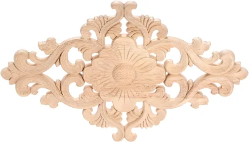 Miniatura 9 de Apliques tallados en madera, 2 piezas de adornos decorativos de madera, MUXSAM calcomanías de centro de muebles sin pintar para gabinete, tocador