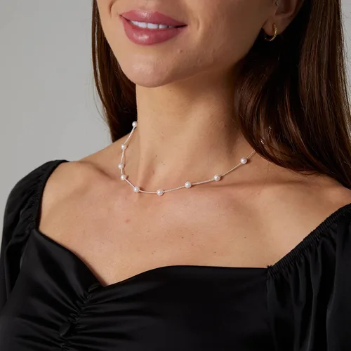 Miniatura 3 de VIROMY Delicado collar de perlas para mujer, chapado en oro de 14 quilates, joyería simple y moderna para el día a día