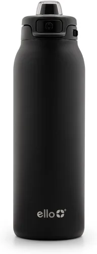 Miniatura 64 de Ello Pop & Fill Insulated Stainless Steel Water Bottle with Quick Fill Lid, Leakproof Locking, Sip or Chug Spout, BPA-Free, Double Wall Vacuum Negro