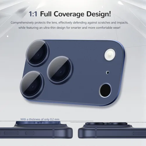 Miniatura 3 de ZXZone Protector de lente de cámara para iPhone 17 Pro, aleación de aluminio de fuerte adherencia y material de cristal de zafiro