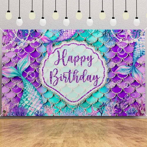 Miniatura 9 de Decoraciones de cumpleaños de sirena: 242 piezas de suministros para fiesta de Girs y juego de vajilla desechable (25 invitados), incluye platos