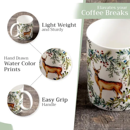 Miniatura 5 de Maison d' Hermine - Juego de tazas de café con asas de porcelana fina de hueso, paquete de una taza, tazas de té para bebidas calientes, capuchino