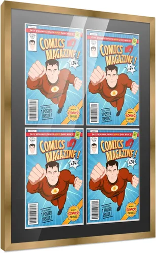 Miniatura 30 de Poster Palooza Marco de cómic con paspartú para 1 cómic de la Edad de Bronce publicado entre 1970 y 1985, marco de cómic negro para cómic de 7.25 x
