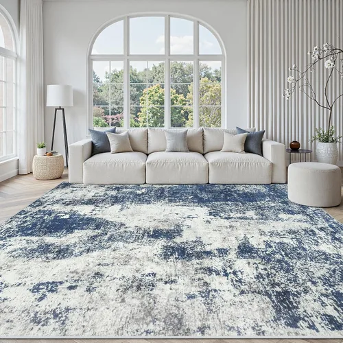 Miniatura 20 de Alfombras 5x7 para sala de estar: gran alfombra suave lavable, moderna, abstracta, antideslizante, sin desprendimiento, para interiores, delgada