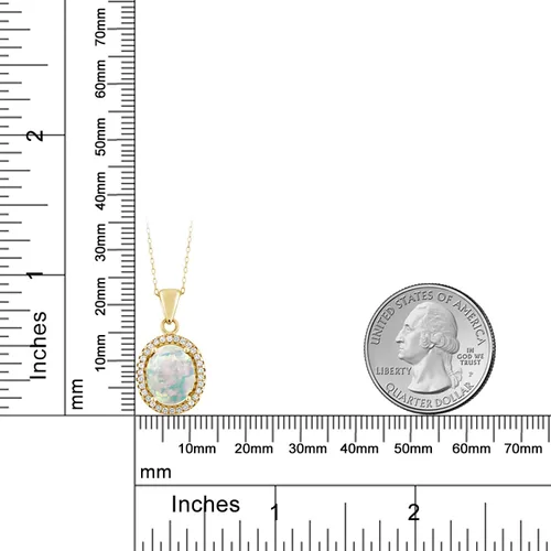 Miniatura 69 de Gem Stone King Collar con colgante de plata chapada en oro amarillo de 18 quilates de 0.433 x 0.354 in con piedra natal ovalada para mujer