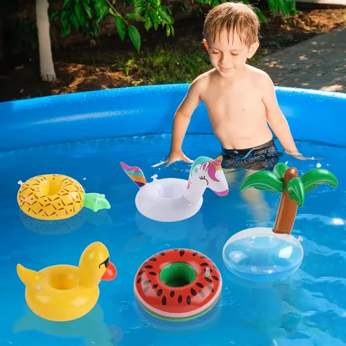 Miniatura 6 de Kleeblatt Flotadores inflables para bebidas de piscina, portavasos flotantes inflables de flamenco para bebidas, flotadores de bebidas para fiestas