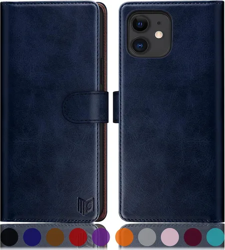 Miniatura 9 de SUANPOT Funda de piel tipo cartera para iPhone 11 de 6.1 pulgadas (Non 11 Pro de 5.8 pulgadas) con bloqueo RFID, soporte para tarjetas de crédito