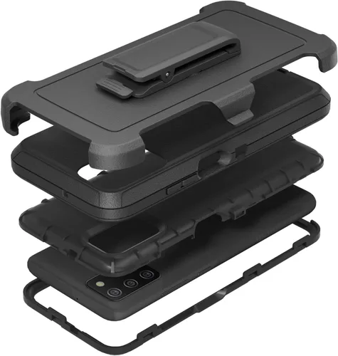 Funda compatible con Samsung Galaxy A02s, con protectores de pantalla, resistente, a prueba de golpes, protección de cuerpo completo, con funda de