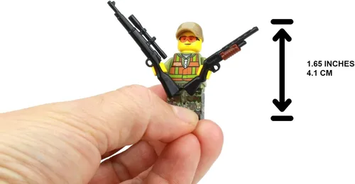 Miniatura 3 de Battle Brick Minifigura coleccionable de 1.6 pulgadas de alto, diseño de cazador de ciervos para exteriores, minifigura genuina, camuflaje impreso