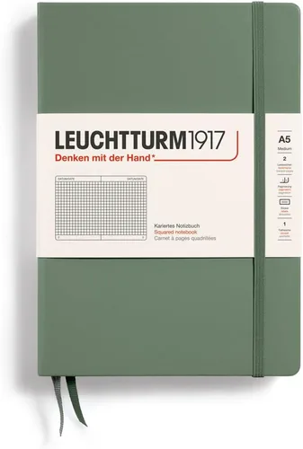 Miniatura 121 de LEUCHTTURM1917 - Cuaderno de tapa dura mediano A5 con 251 páginas numeradas para escritura y diario (verde menta, con puntos)