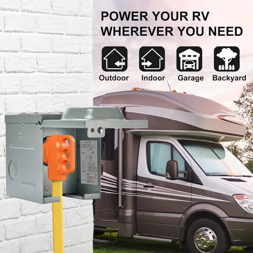 Miniatura 4 de EyGde Caja de toma de corriente RV de 50 amperios 125 V/250 V, cerrada, con cerradura para exteriores, mejorada, NEMA 14-50R, enchufe de receptáculo