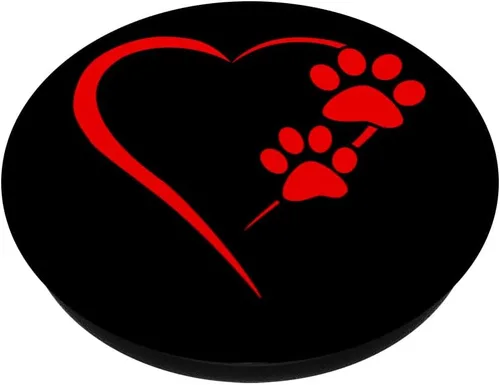 Miniatura 2 de Pata de perro con diseño de corazón rojo con diseño de pata de perro, color negro