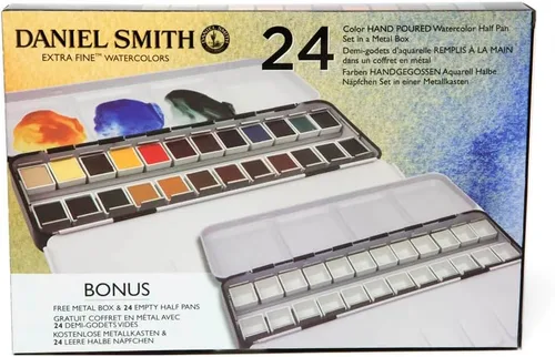 Miniatura 6 de DANIEL SMITH Acuarela vertida a mano, medias sartenes, juego de mezcla definitivo con 15 medias sartenes de acuarela, 15 medias bandejas vacías, 2