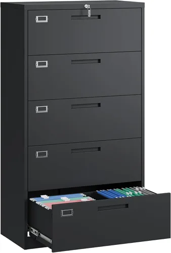 Miniatura 14 de Yizosh Archivador de 2 cajones con cerradura, gabinete de almacenamiento de archivos de oficina con bloqueo de metal con cajones, organizador