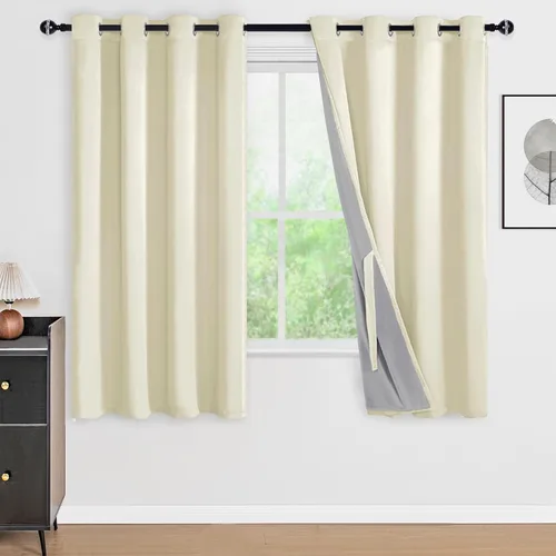 Miniatura 102 de DWCN Cortinas 100% opacas de 84 pulgadas de largo para dormitorio con forro negro, paneles de cortina de ventana de doble capa con aislamiento Azul