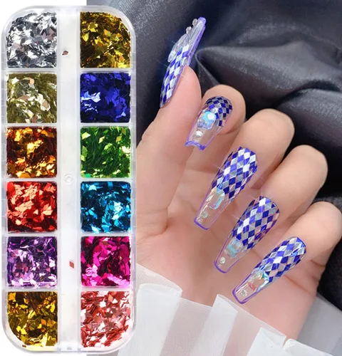 Miniatura 11 de Lentejas de purpurina camaleón para uñas, lentejuelas de arte de uñas holográficas 3D con gradiente láser, polvo de purpurina brillante en gel UV