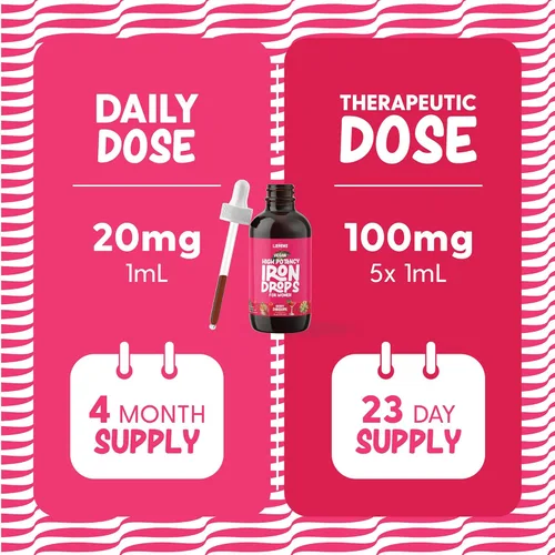 Miniatura 5 de LLORENS PHARMACEUTICAL Gotas de hierro de alta potencia para mujeres, 20 mg de hierro elemental (complejo de polisacáridos) por 0.0 fl oz, suave
