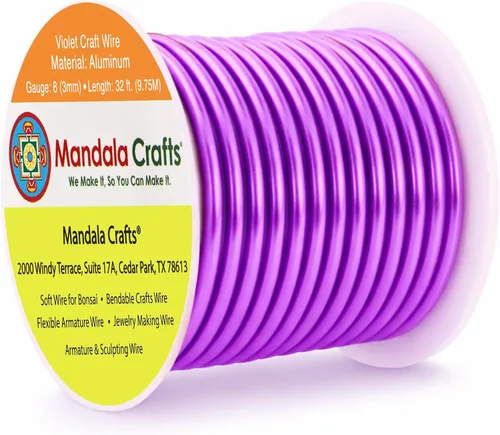 Miniatura 39 de Mandala Crafts - Alambre de aluminio anodizado de 8 calibre para hacer joyas - 9.75 m de alambre flexible negro colorido - Flexible para bonsái