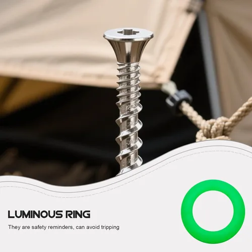 Miniatura 9 de BESPORTBLE Estacas de tienda de campaña de silicona O-Rings: 50 piezas de anillos de uñas de tienda que brillan en la oscuridad, accesorio