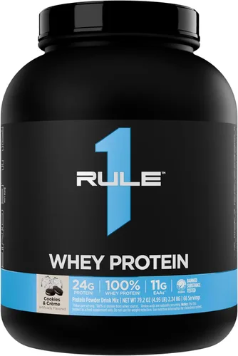 Miniatura 36 de Rule 1 Proteins Proteína de suero – 0.85 oz de proteína de acción rápida de fuentes de suero de leche con EAA y BCAA naturales para la recuperación