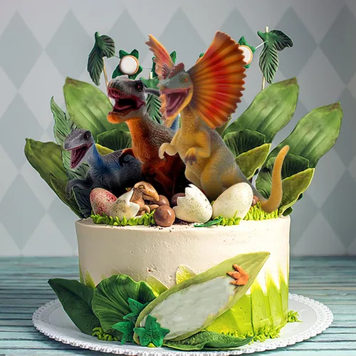 Miniatura 4 de SIENON Paquete de 6 figuras de juguete de dinosaurio jurásico de 6.3 pulgadas, juego de juguetes de dinosaurios realistas Dilophosaurus Blue