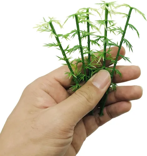 Miniatura 4 de Woohome 120 árboles de bambú modelo, 3 tamaños de árboles de bambú de plástico verde para decoración del hogar, paisaje en miniatura, proyecto de 36