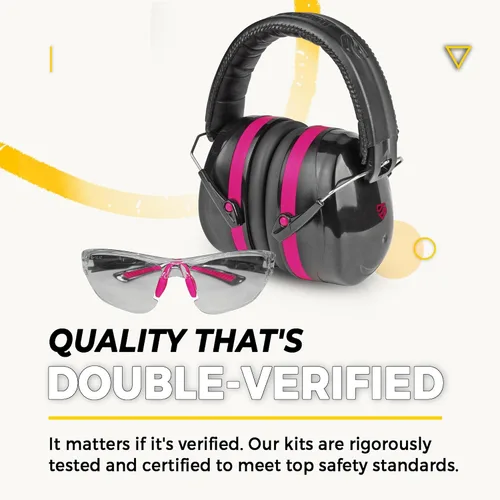 Miniatura 5 de TradeSmart High-Performance Earmuffs for Shooting Range & Shooting Eye Protection Glasses + Firearm Confidence Course Gafas transparentes - Rosa
