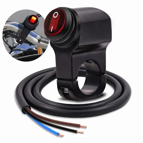 Miniatura 6 de AL - Interruptor de palanca de aleación IP68 para manillar de motocicleta, interruptor de luz Ourbest de 12 V, se adapta a manillares de 7/8 Negro