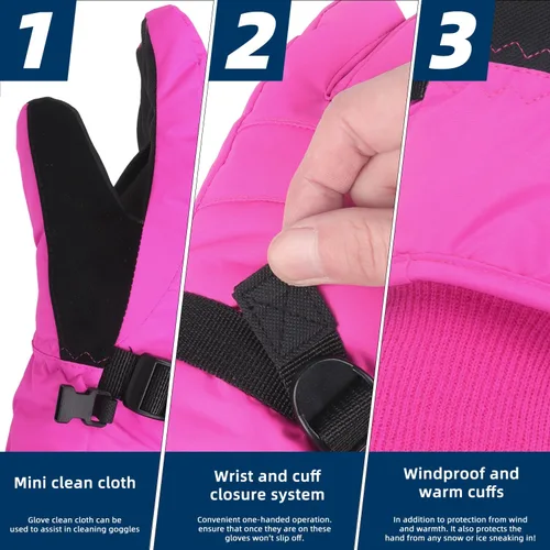 Miniatura 17 de AMYIPO - Guantes de invierno para niños y niñas, ideales para esquí, nieve, snowboard