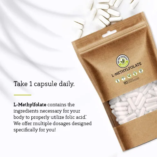 Miniatura 5 de DSO L Metilfolato de 15 mg (suplemento de 5 MTHF) – 90 cápsulas veganas (15 mg) – Suplemento de metilfolato activo L para el control